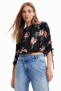 Desigual Adjustable-sleeve floral blouse Üstler Kadın | 175803-DAB