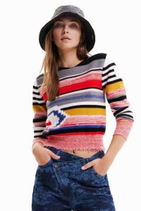 Desigual Ethnic striped jumper Kazak Kadın | 827436-IUK