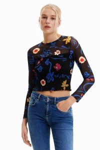 Desigual Kısa slim floral Tişört Kadın | 395047-SNZ