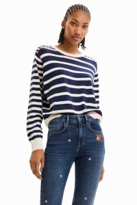 Desigual Sailor stripes pullover Kazak Kadın | 964053-NGD