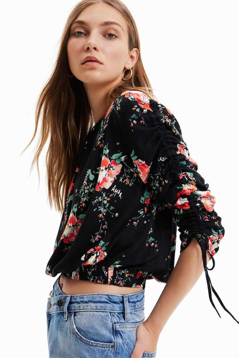 Desigual Adjustable-sleeve floral blouse Üstler Kadın | 175803-DAB