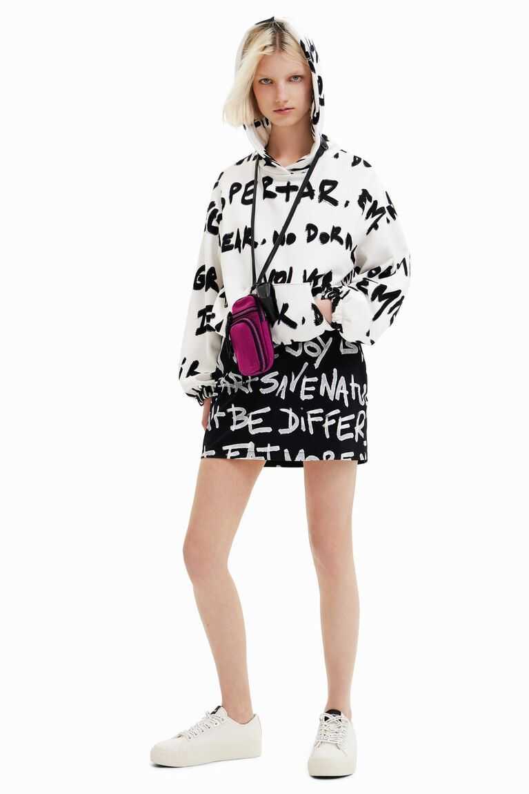 Desigual All-over Manifesto text oversize hoodie Tişörtü Kadın | 819063-ZYS