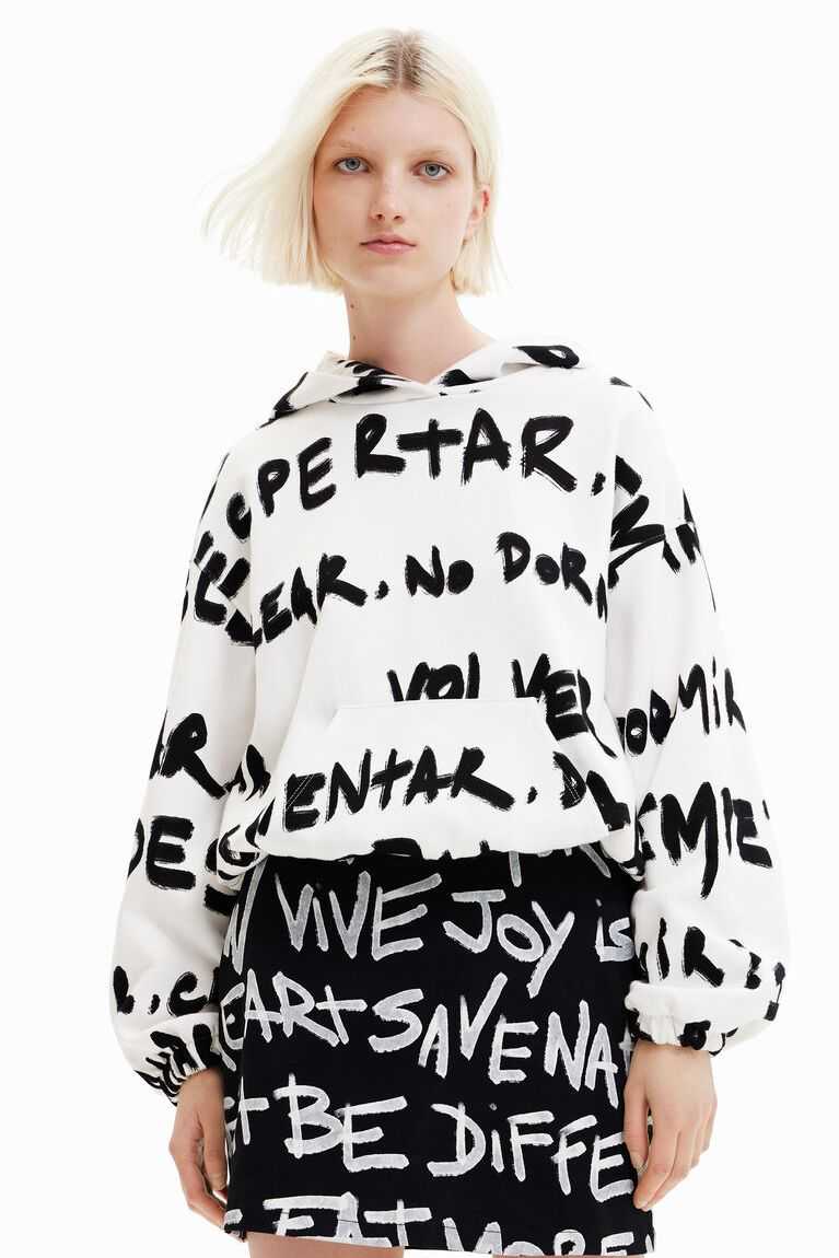 Desigual All-over Manifesto text oversize hoodie Tişörtü Kadın | 819063-ZYS