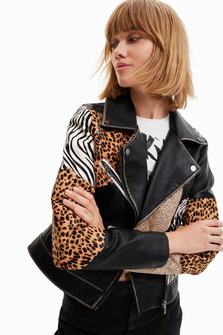 Desigual Animal print biker Ceket Kadın | 067258-JGT