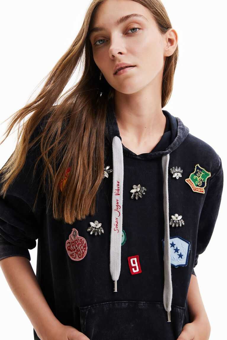 Desigual College patch hoodie Tişörtü Kadın | 258103-TWU