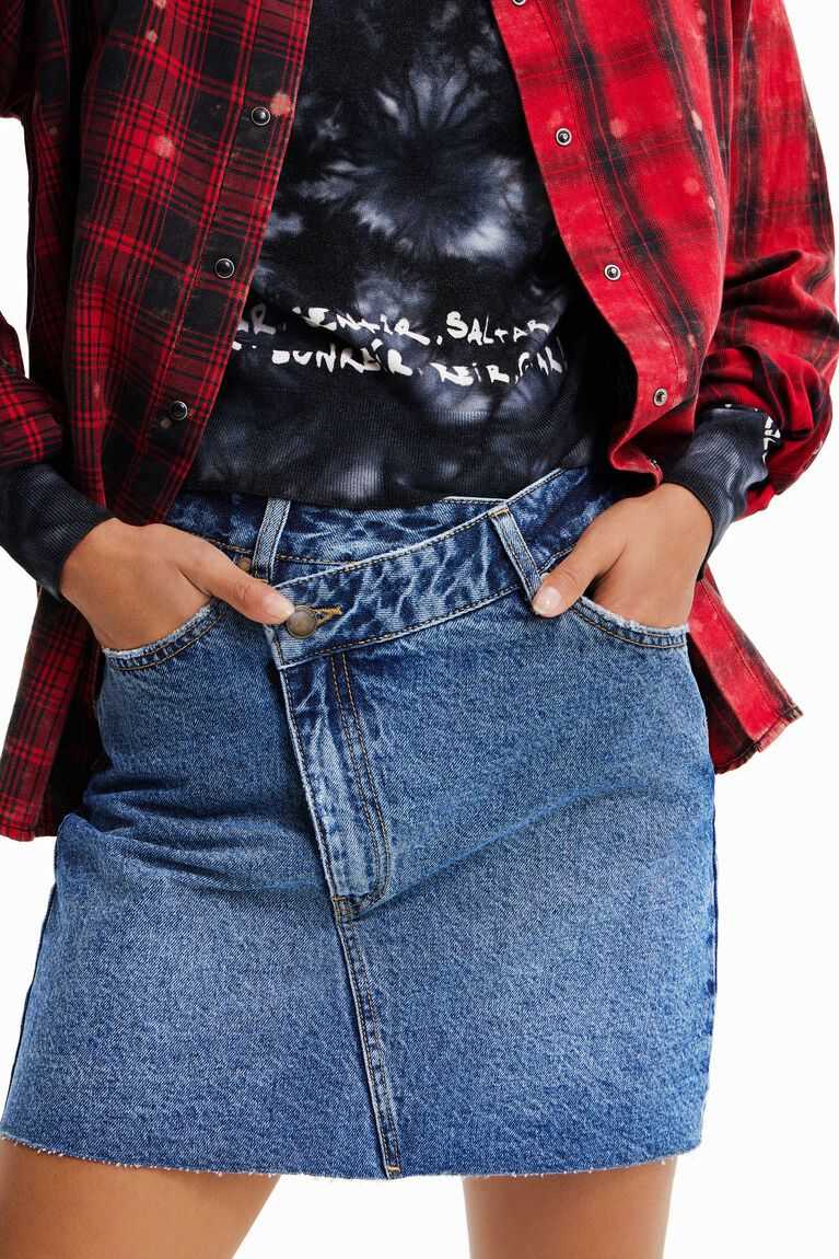 Desigual Criss-cross waist denim mini Etek Kadın | 982047-LAK