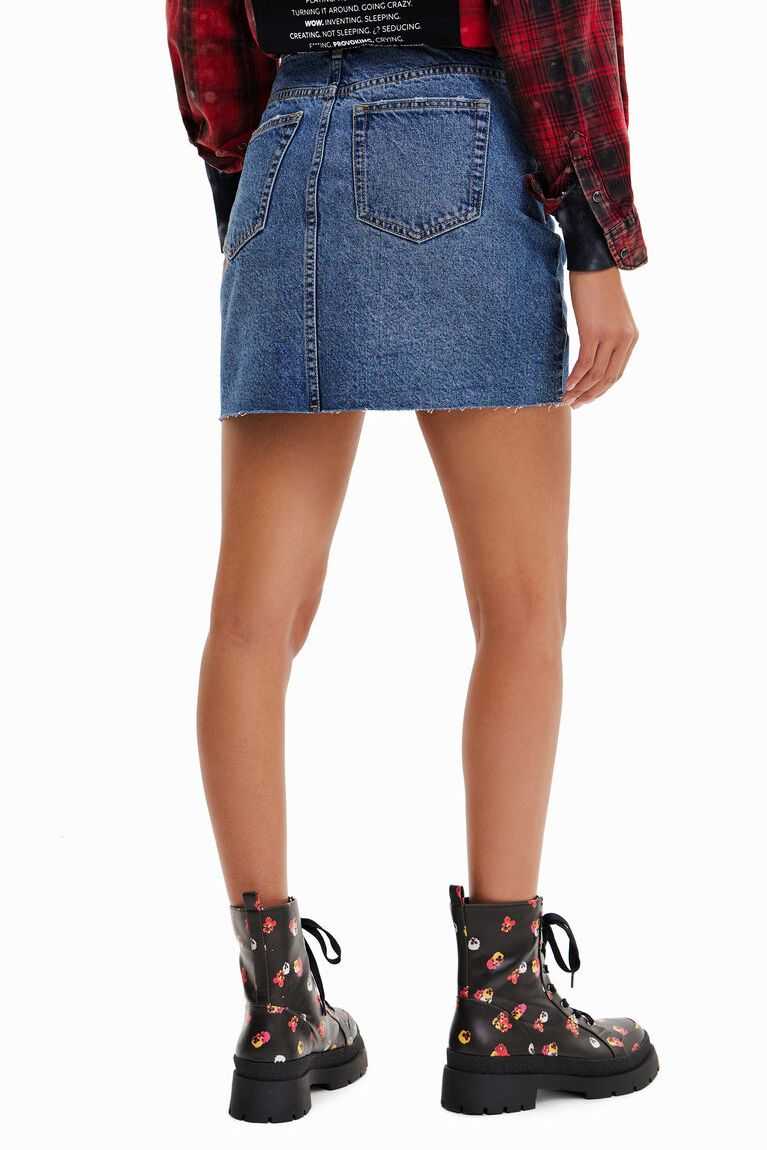 Desigual Criss-cross waist denim mini Etek Kadın | 982047-LAK