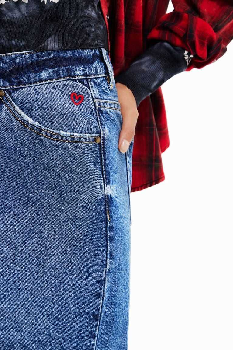 Desigual Criss-cross waist denim mini Etek Kadın | 982047-LAK