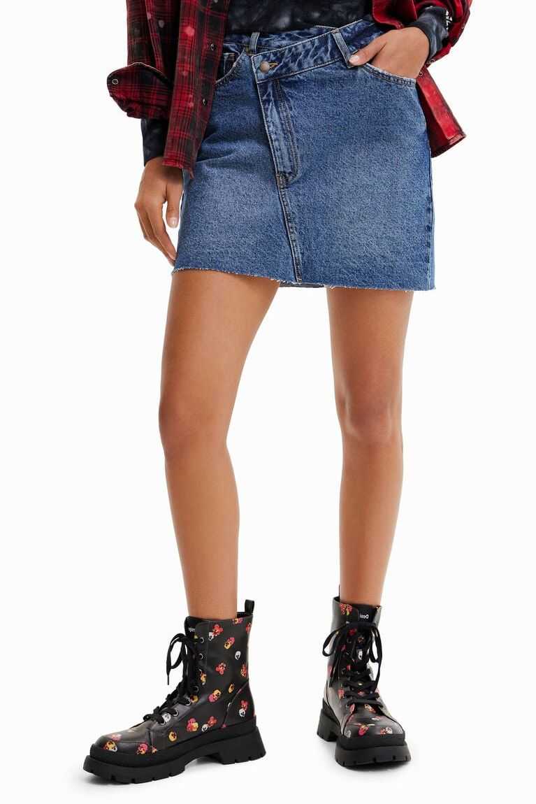 Desigual Criss-cross waist denim mini Etek Kadın | 982047-LAK