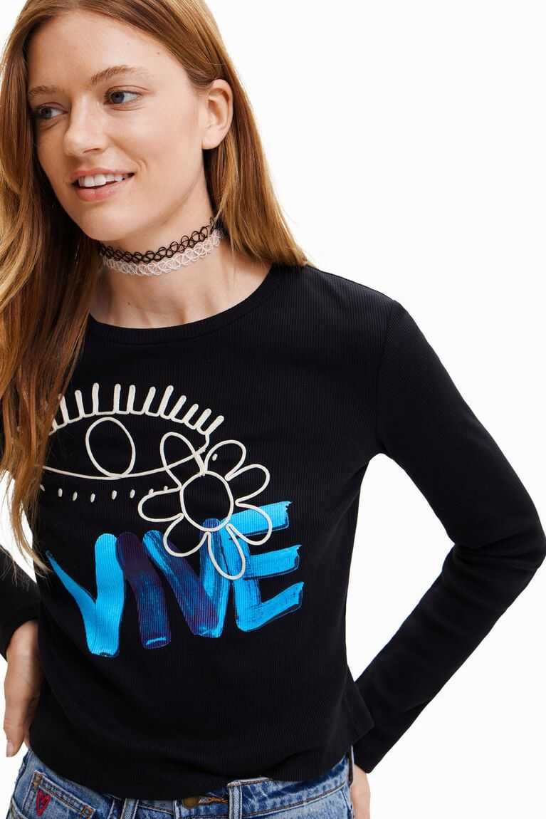 Desigual Cropped Vive Tişört Kadın | 027968-NTC