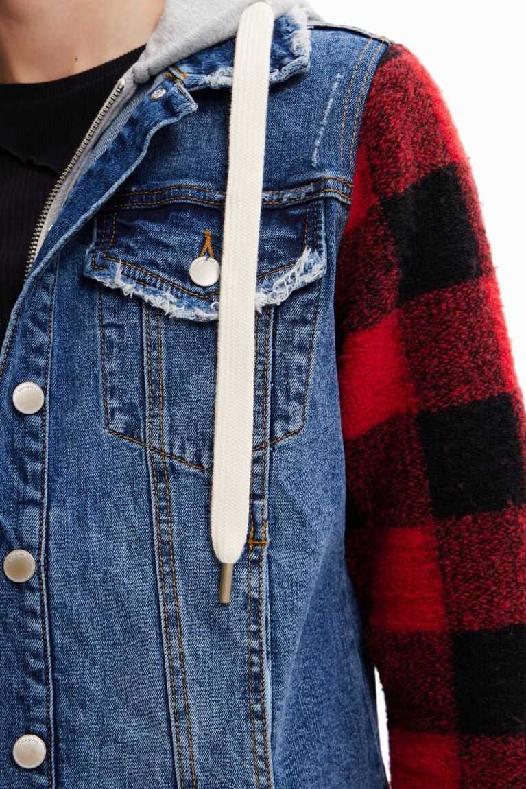 Desigual Denim with plaid sleeves Ceket Kadın | 384567-ZUF