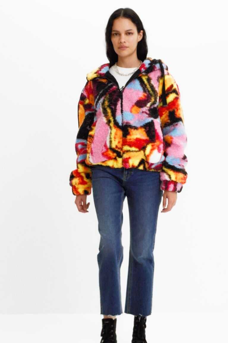 Desigual Dijital print fleece Ceket Kadın | 945316-JKH