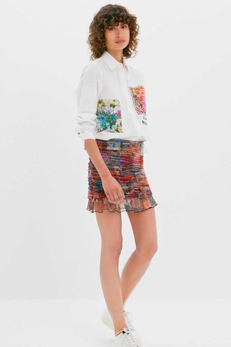 Desigual Draped floral patchwork mini Etek Kadın | 508236-NTF