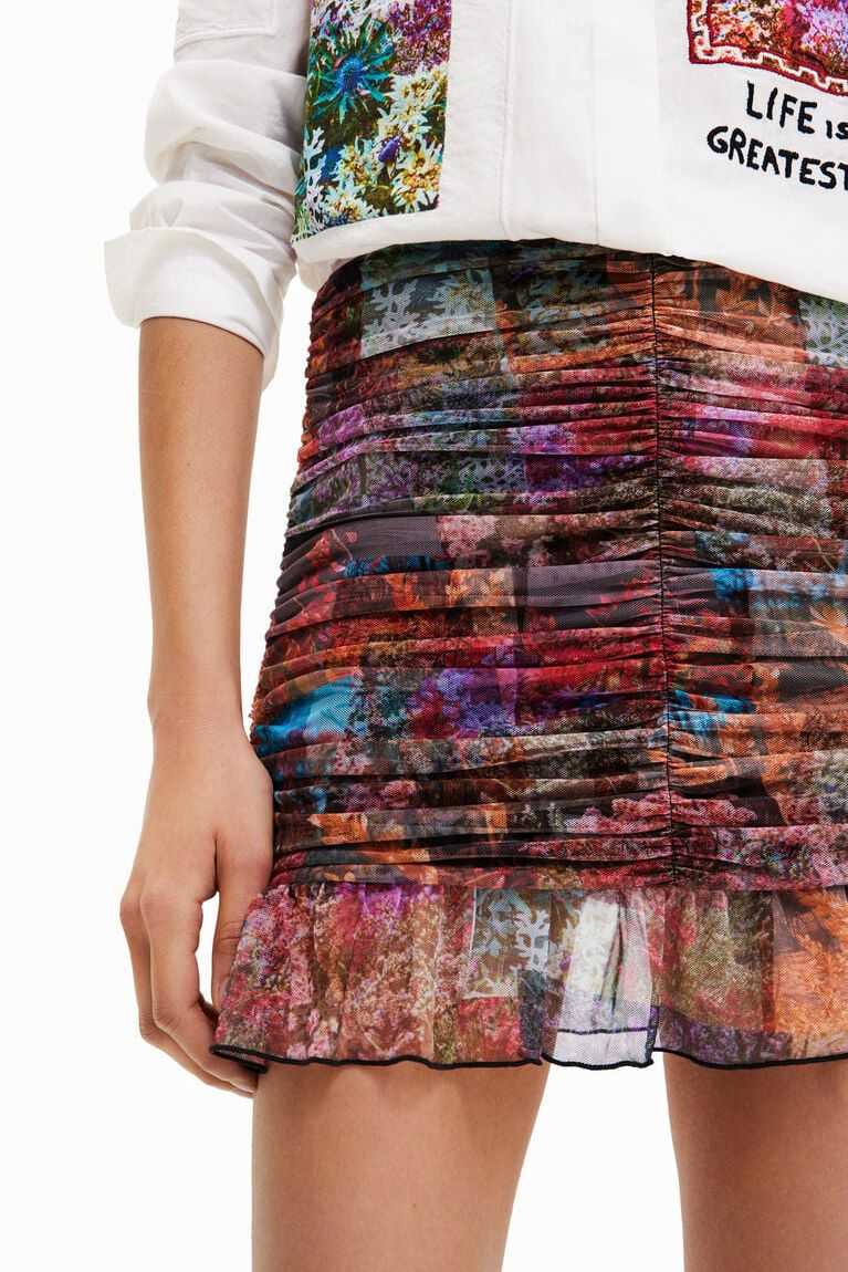 Desigual Draped floral patchwork mini Etek Kadın | 508236-NTF