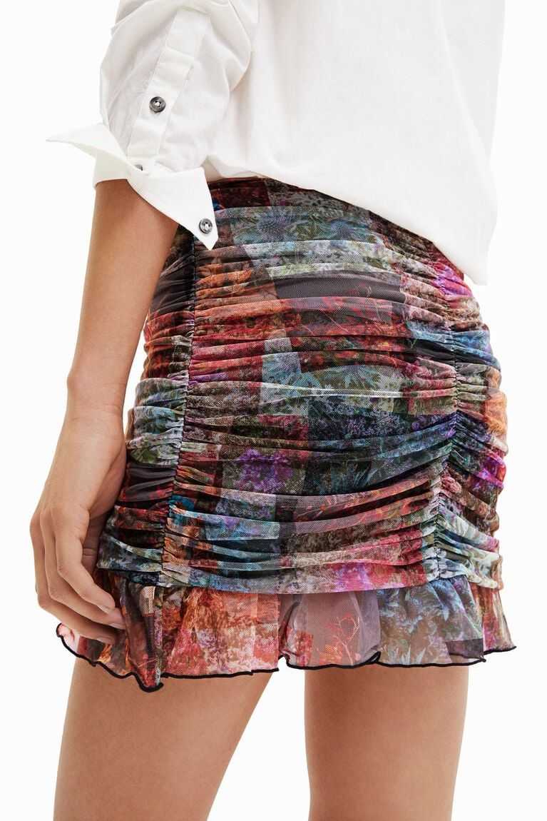 Desigual Draped floral patchwork mini Etek Kadın | 508236-NTF