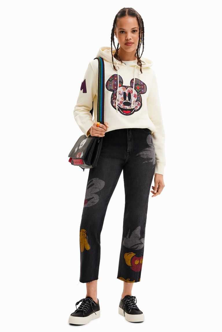 Desigual Düz cropped Disney\'s Mickey Mouse Kot Pantolon Kadın | 764028-ABD