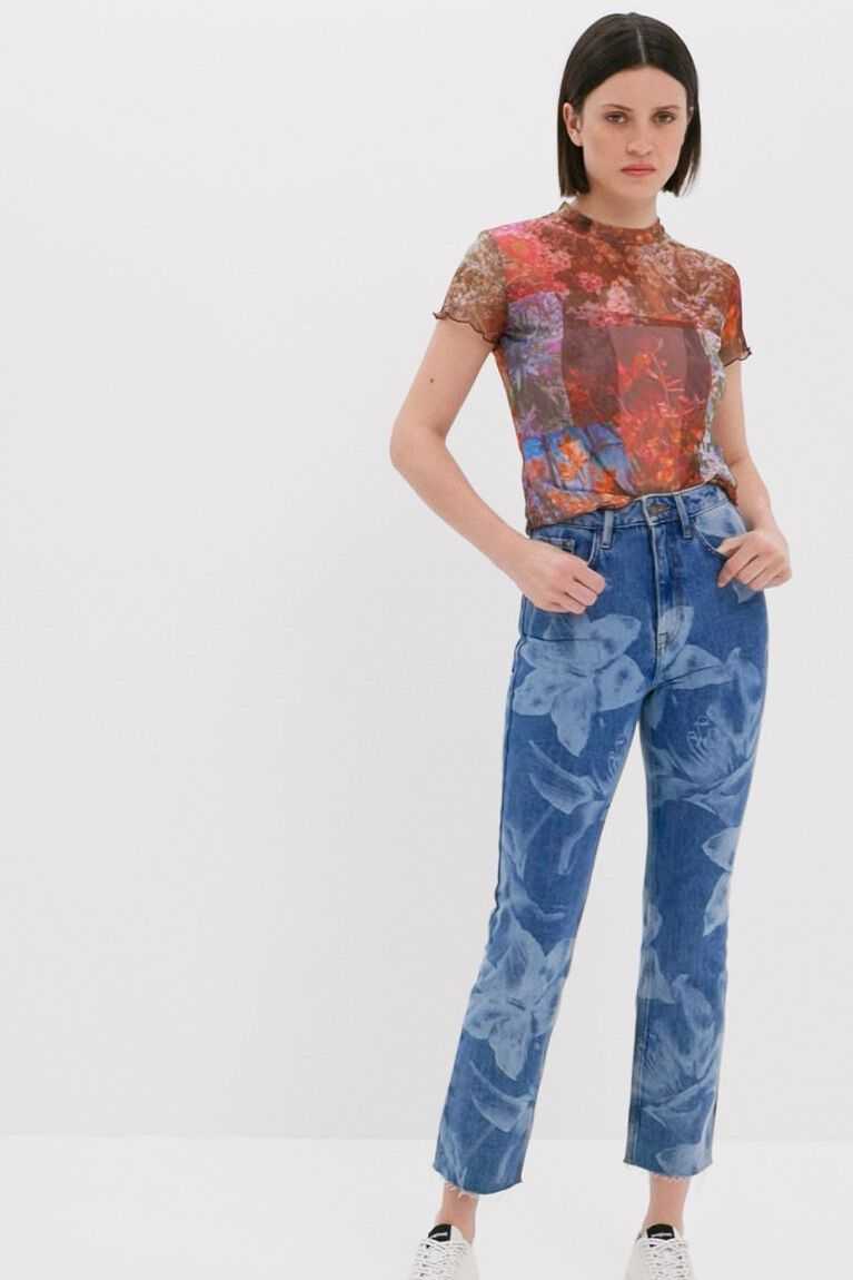 Desigual Düz cropped Kot Pantolon Kadın | 978046-DFK