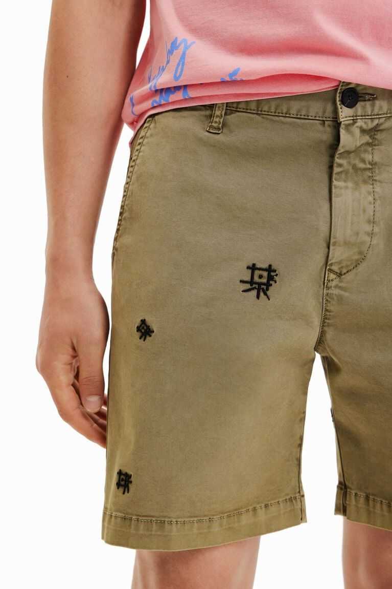 Desigual Embroidered Bermuda shorts Pantolon Erkek | 839610-QYO