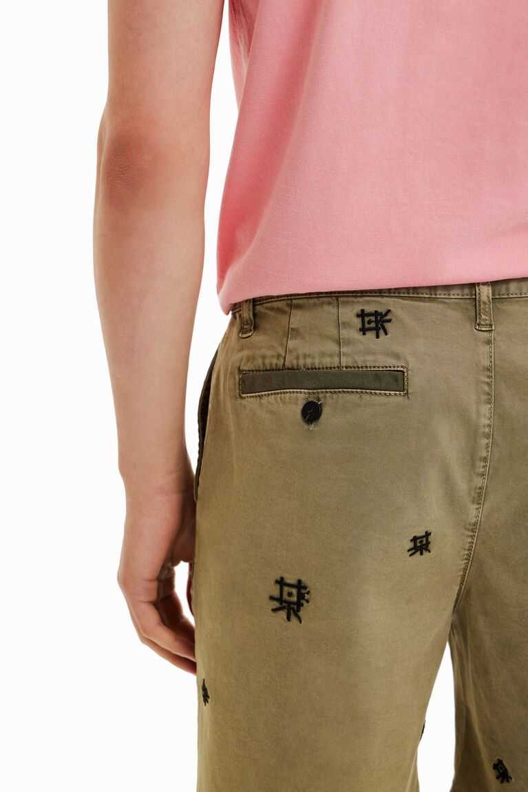 Desigual Embroidered Bermuda shorts Pantolon Erkek | 839610-QYO