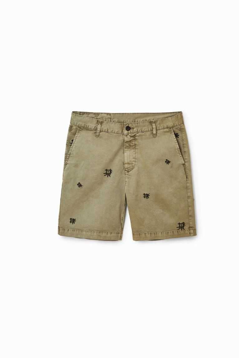 Desigual Embroidered Bermuda shorts Pantolon Erkek | 839610-QYO