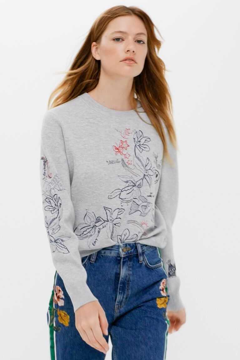 Desigual Embroidered floral jumper Kazak Kadın | 037698-EVR