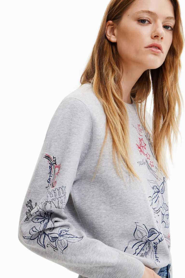 Desigual Embroidered floral jumper Kazak Kadın | 037698-EVR