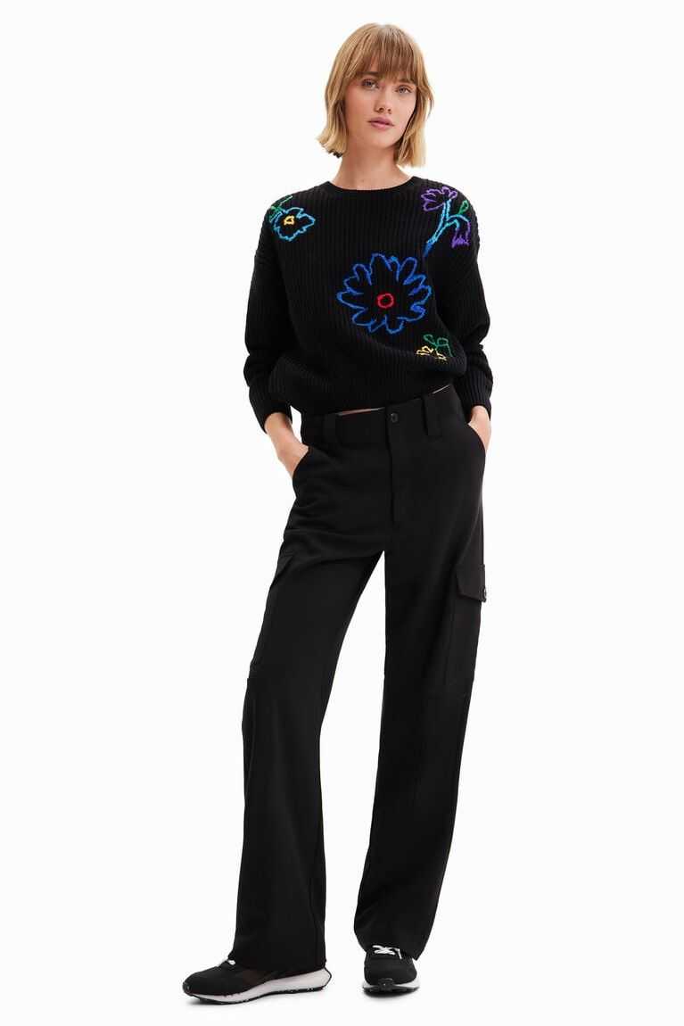 Desigual Embroidered floral pullover Kazak Kadın | 642815-FKL