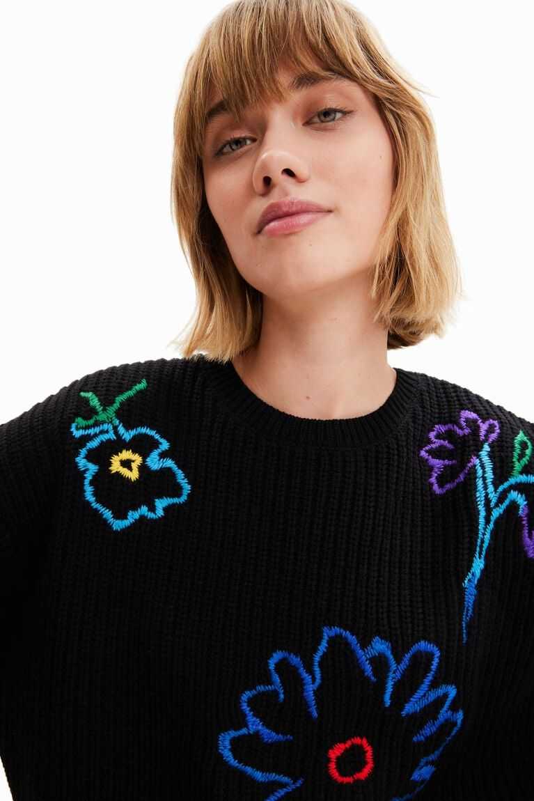 Desigual Embroidered floral pullover Kazak Kadın | 642815-FKL