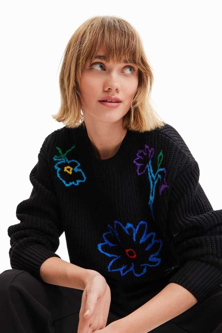 Desigual Embroidered floral pullover Kazak Kadın | 642815-FKL