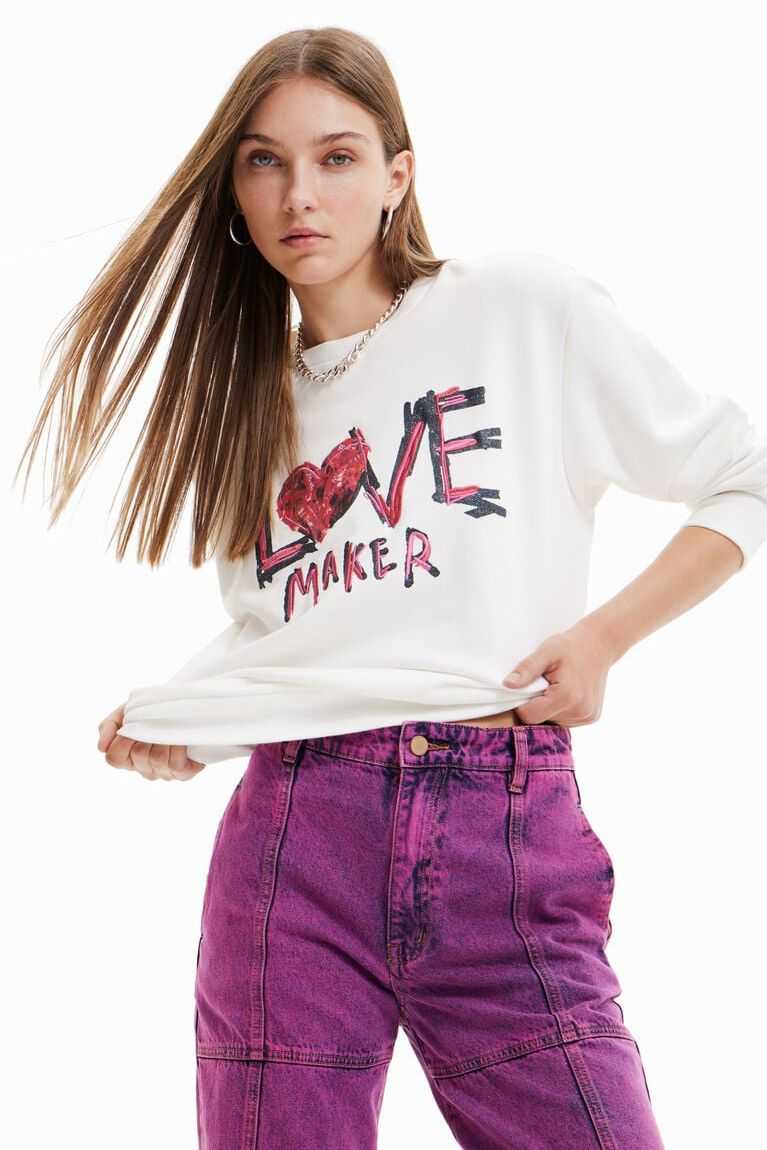 Desigual Embroidered message sweatshirt Kazak Kadın | 279654-UGO