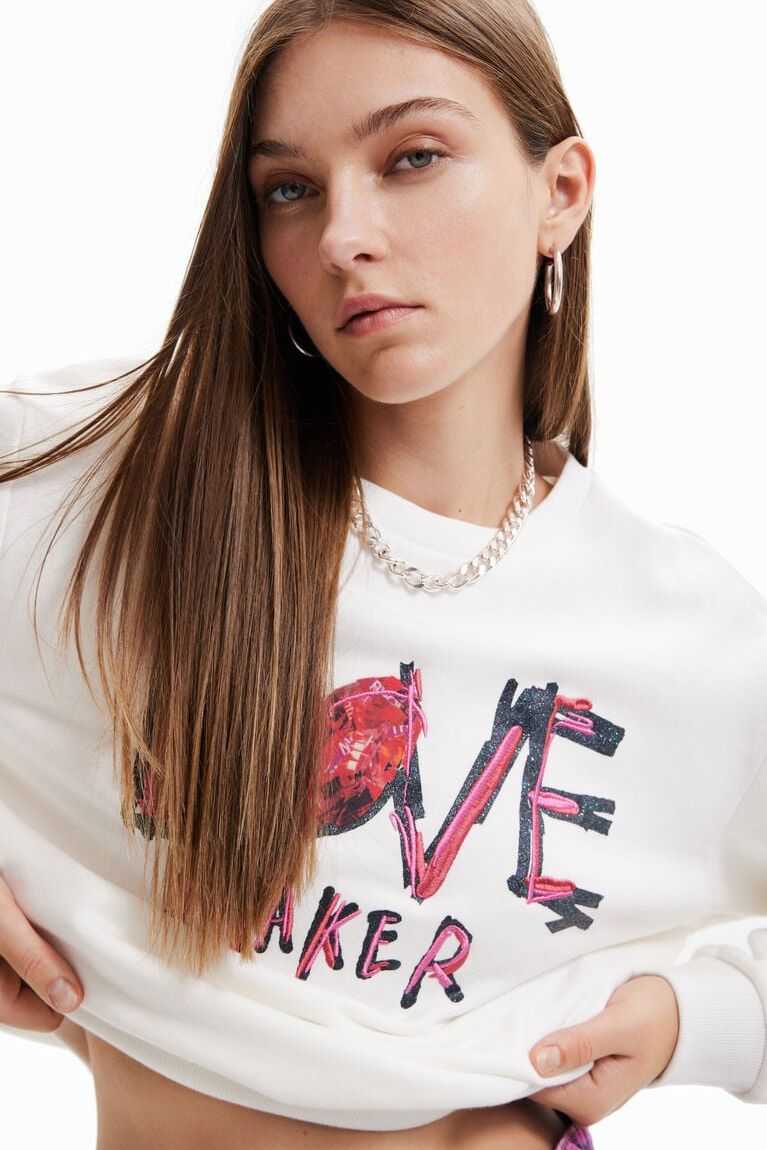 Desigual Embroidered message sweatshirt Kazak Kadın | 279654-UGO