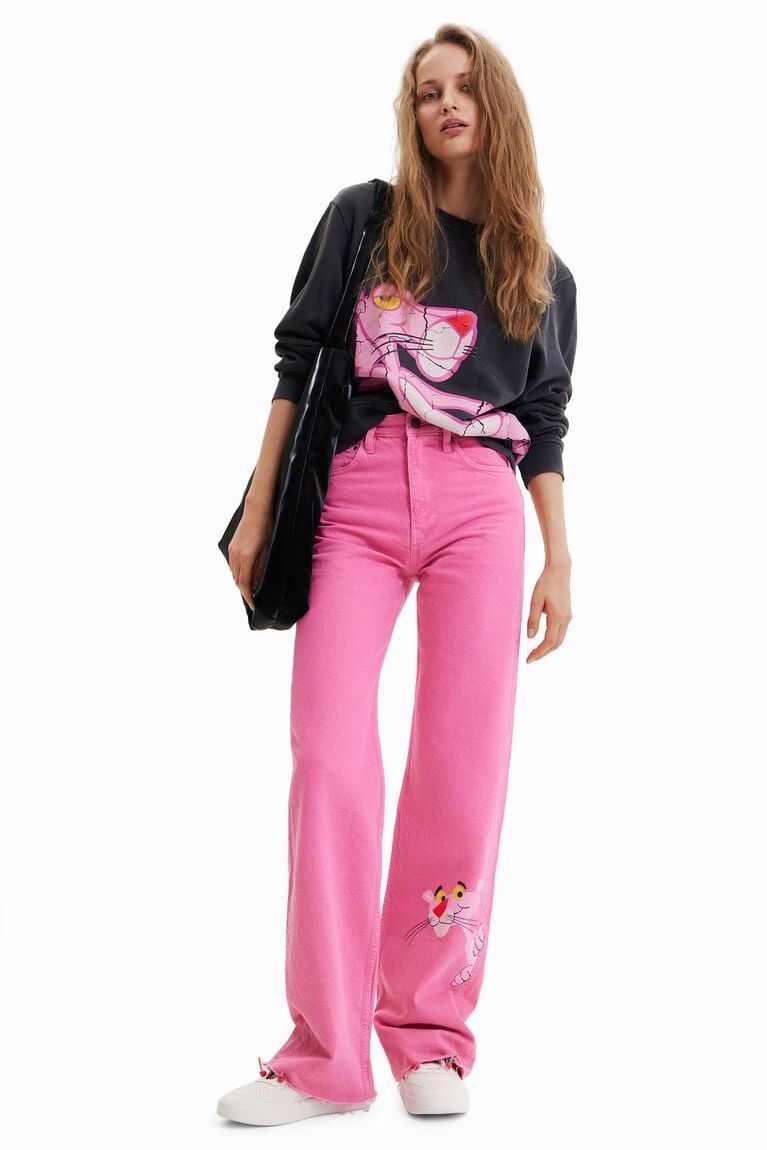 Desigual Geniş-leg Pink Panther Kot Pantolon Kadın | 734602-AQE