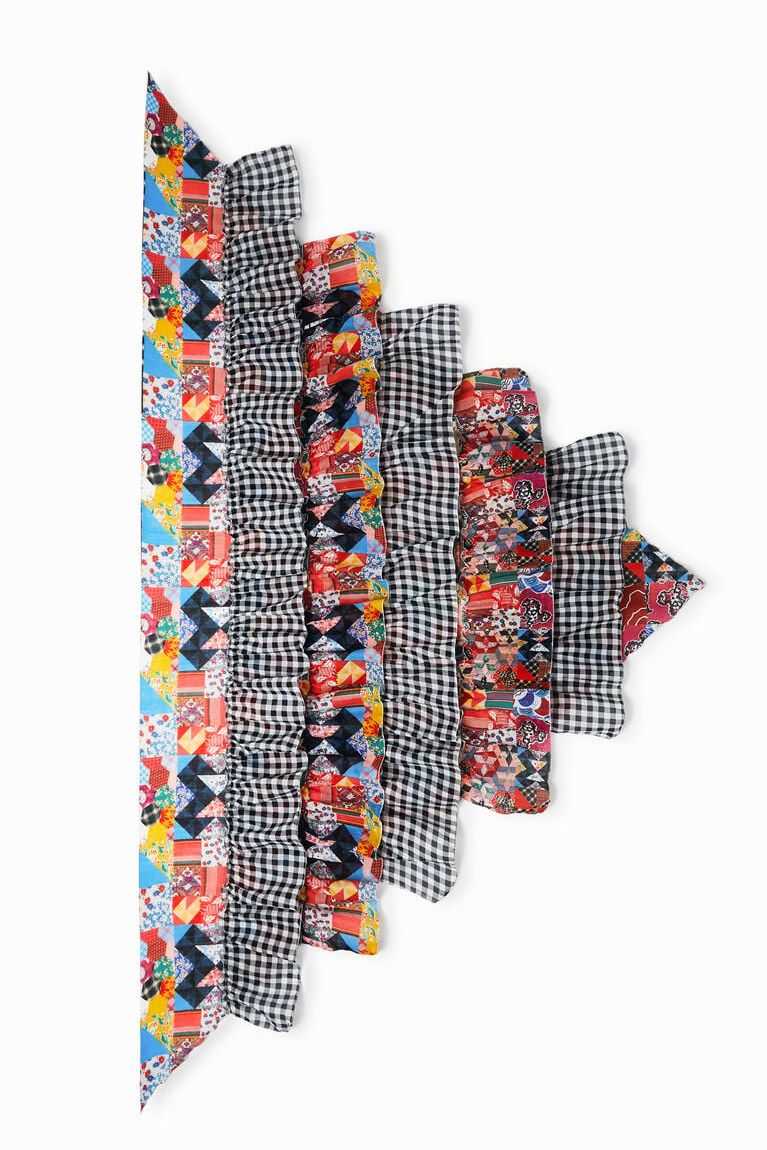 Desigual Johnson Hartig patchwork ruffle pareo Fular Kadın | 609342-LCG