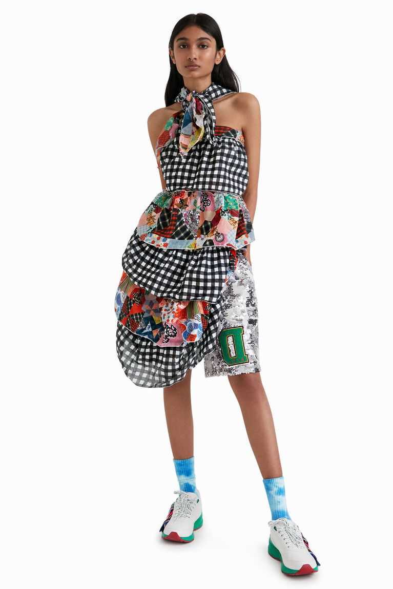 Desigual Johnson Hartig patchwork ruffle pareo Fular Kadın | 609342-LCG