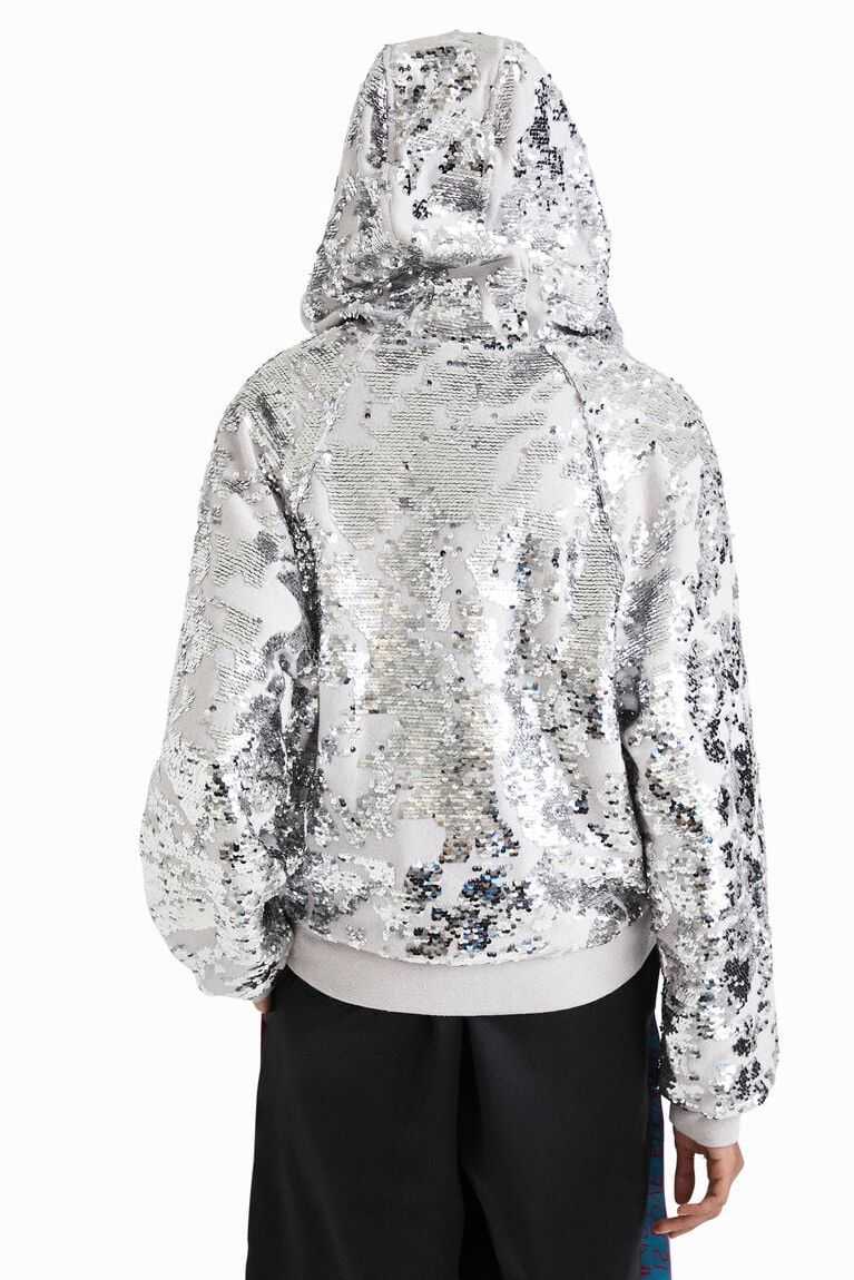 Desigual Johnson Hartig sequined hoodie Kazak Kadın | 216375-AHZ