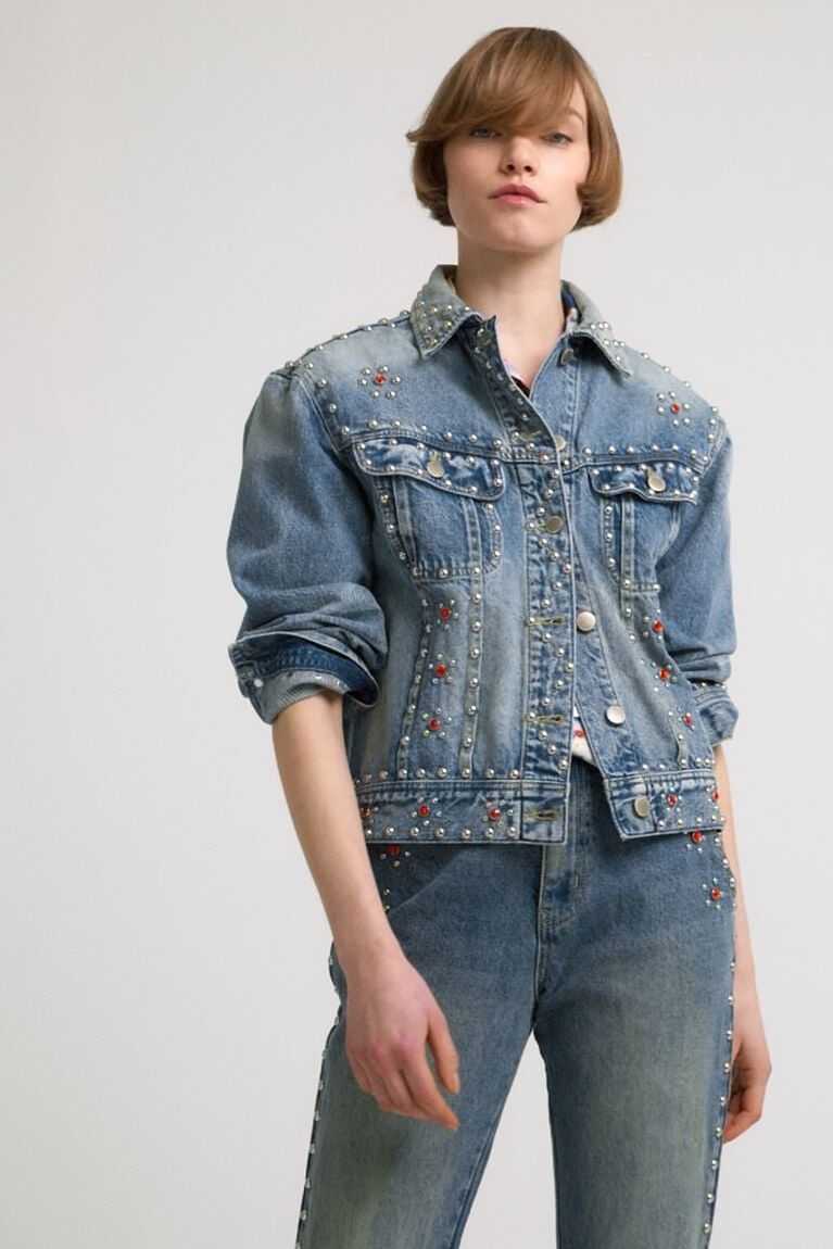 Desigual Johnson Hartig studded denim Ceket Kadın | 481530-HIA