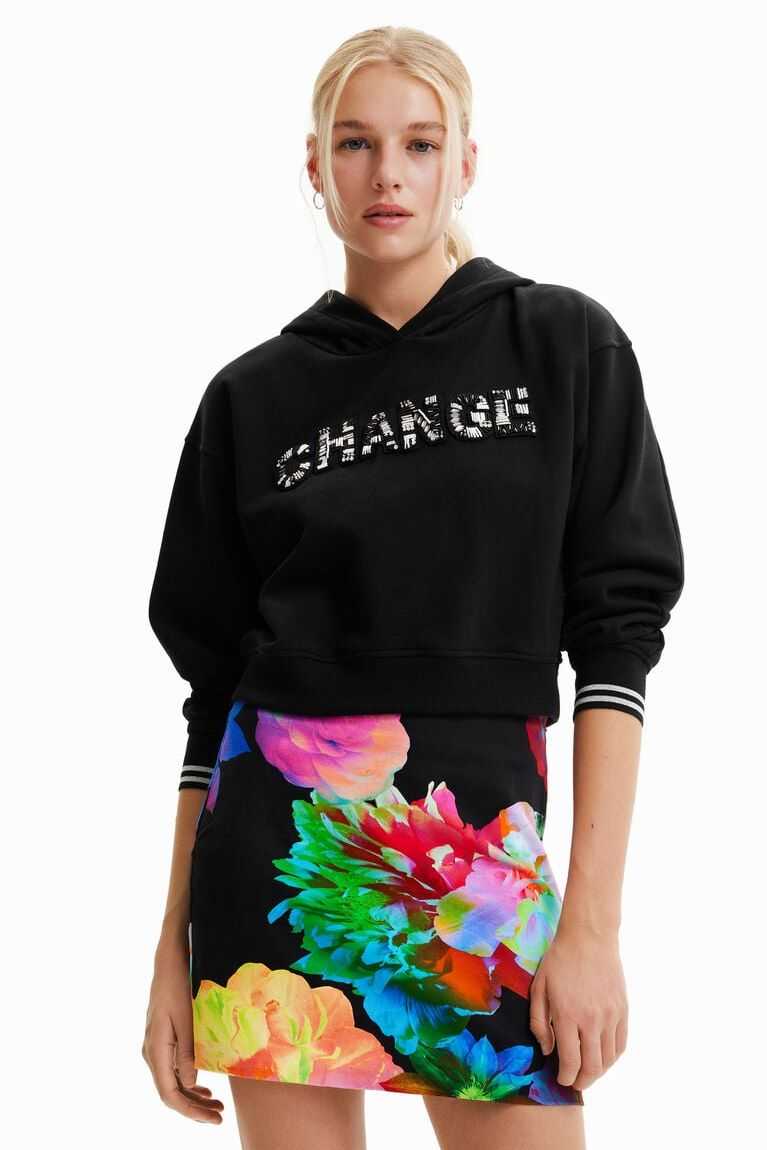 Desigual Kısa Change patch hoodie Kazak Kadın | 837652-JRC