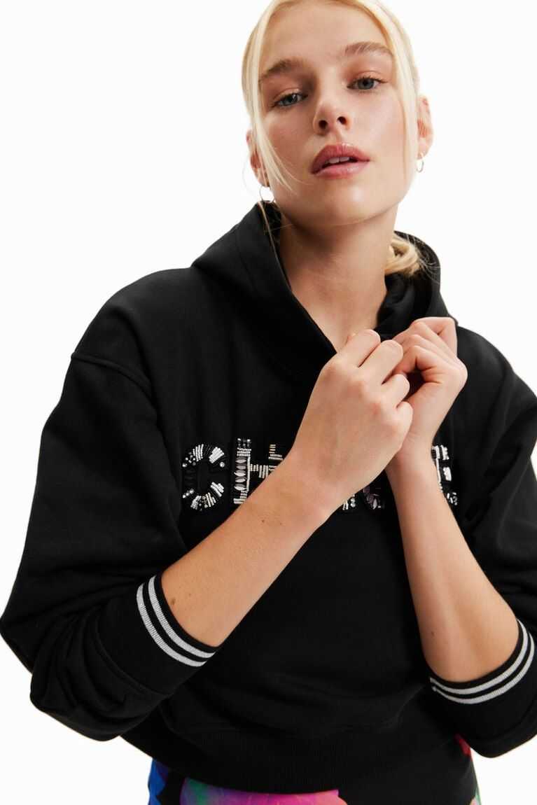 Desigual Kısa Change patch hoodie Kazak Kadın | 837652-JRC