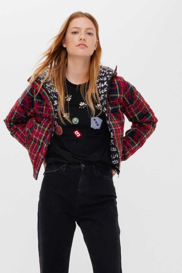 Desigual Kısa padded tartan Ceket Kadın | 347961-VSA