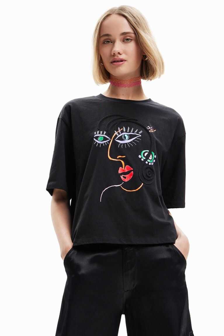 Desigual Kısa-sleeve face Tişört Kadın | 364572-QSH