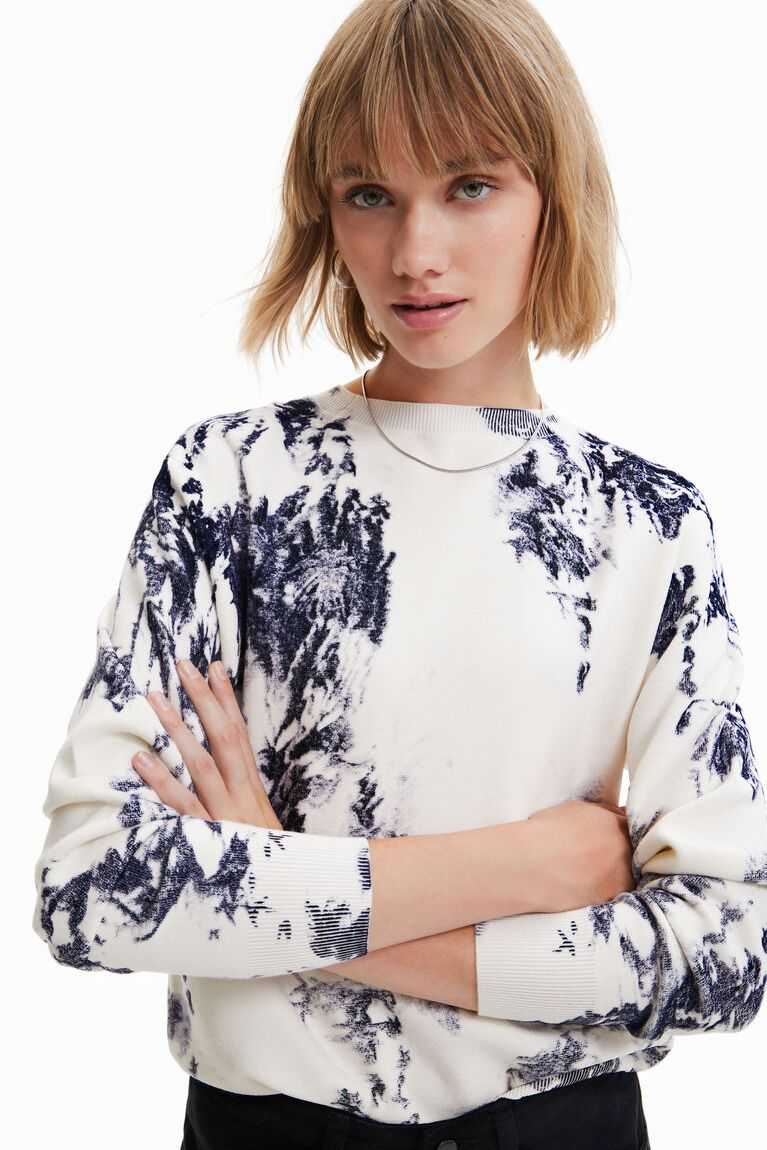 Desigual Leaf print jumper Kazak Kadın | 954320-FPG