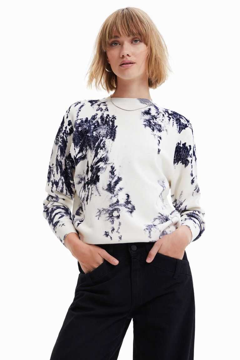 Desigual Leaf print jumper Kazak Kadın | 954320-FPG