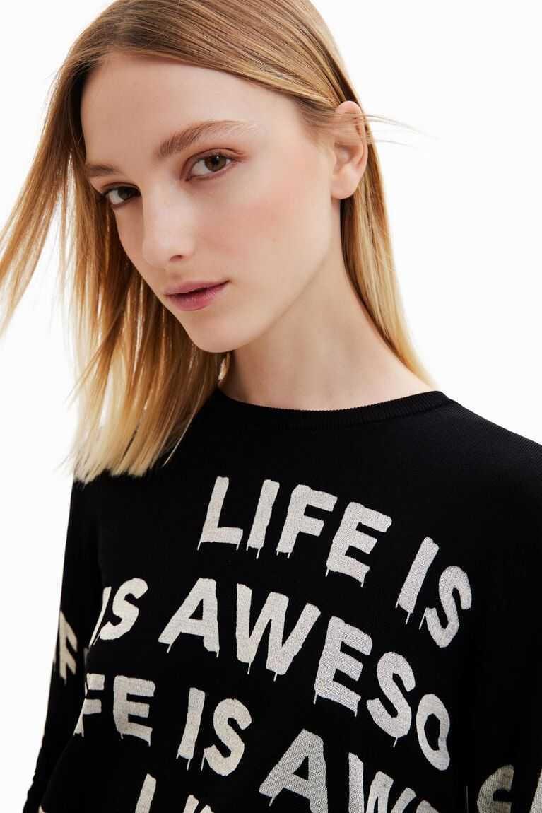 Desigual Life is awesome pullover Kazak Kadın | 385067-KWH