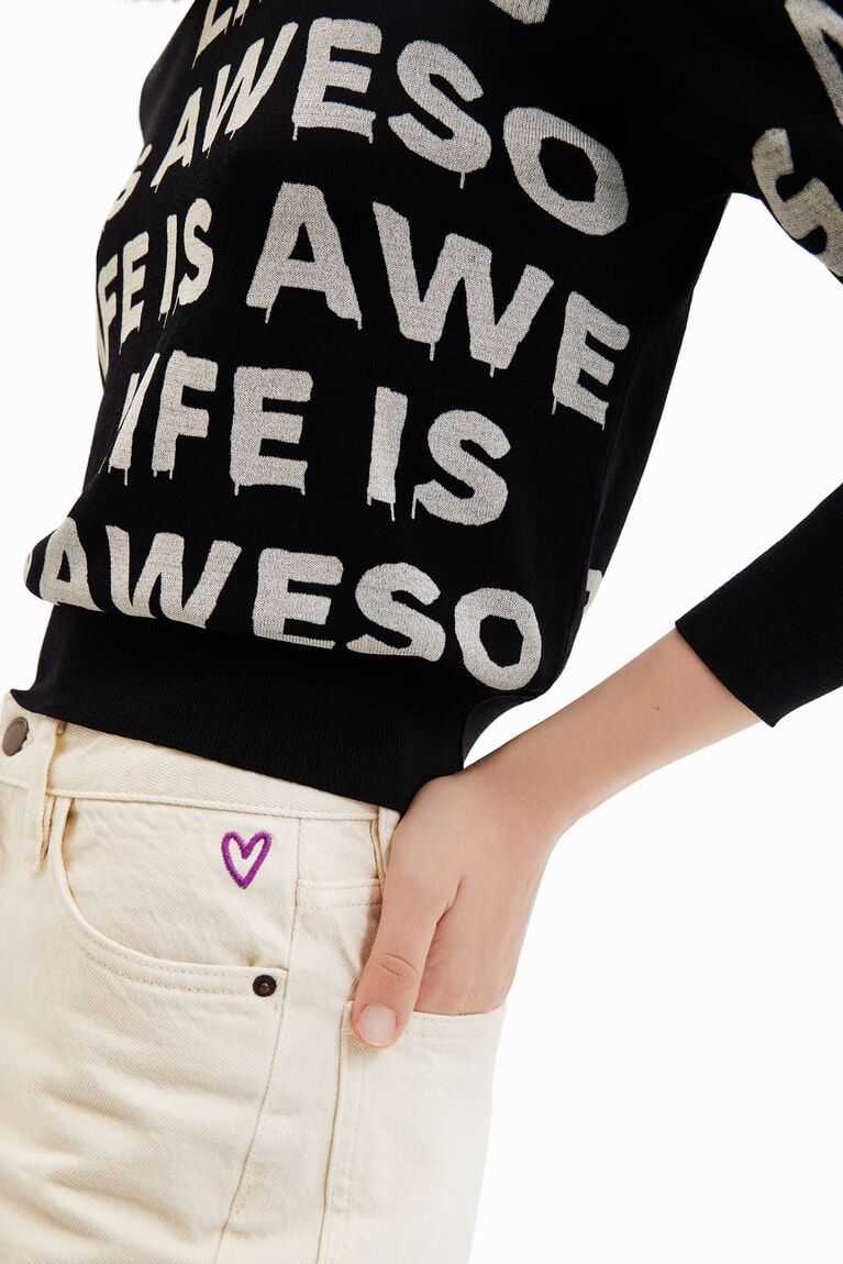 Desigual Life is awesome pullover Kazak Kadın | 385067-KWH