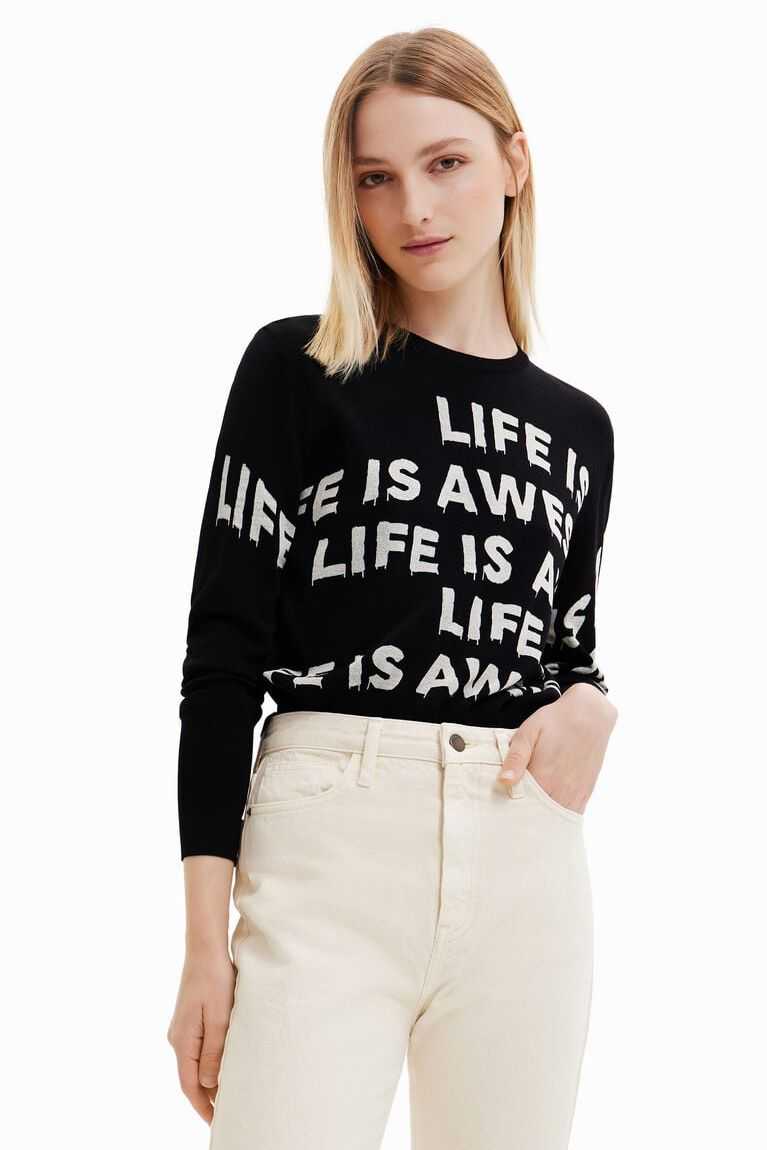 Desigual Life is awesome pullover Kazak Kadın | 385067-KWH