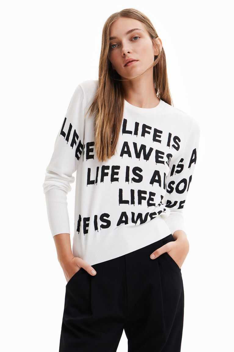 Desigual Life is awesome pullover Kazak Kadın | 489231-JRM