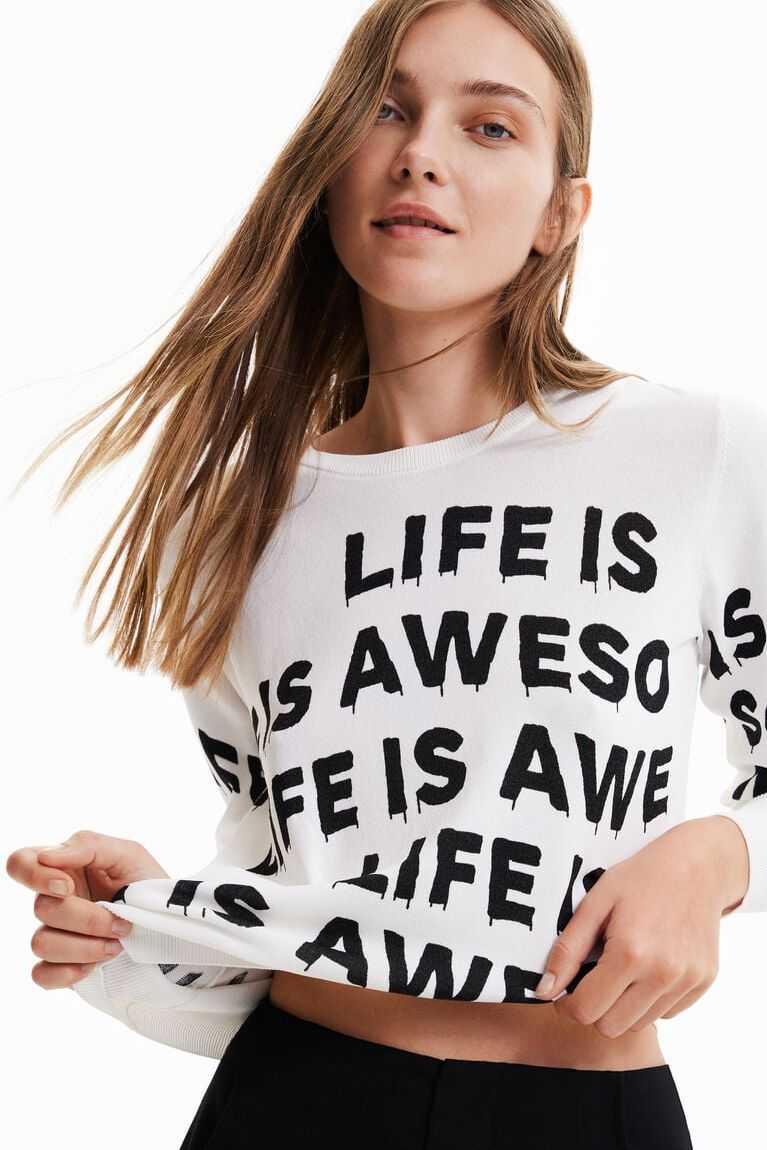 Desigual Life is awesome pullover Kazak Kadın | 489231-JRM