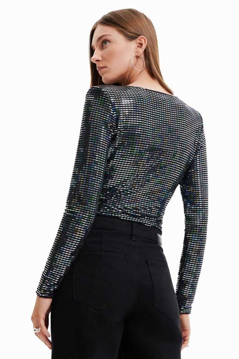 Desigual Long-sleeve sequin Bodysuit Kadın | 798410-BDV