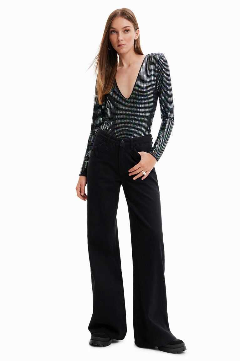 Desigual Long-sleeve sequin Bodysuit Kadın | 798410-BDV