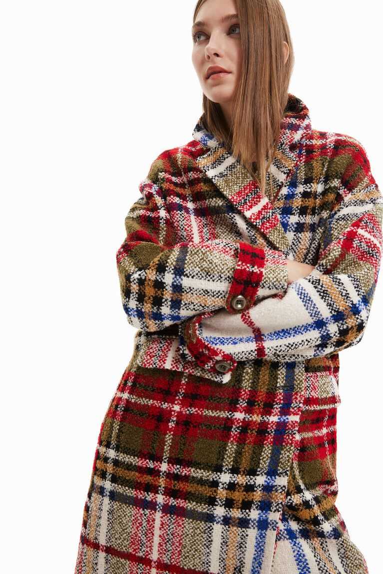 Desigual Long tartan wool Ceket Kadın | 071856-QUY